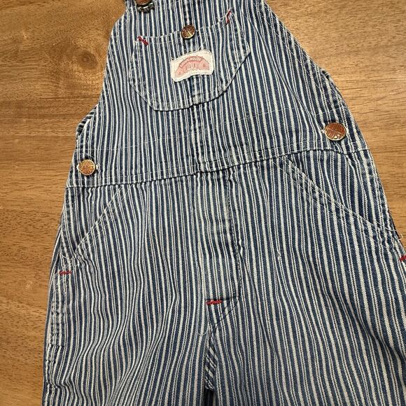 Round House Boys Striped Train Conductor Style Bib Coveralls Size 5 Thomas Train - Picture 5 of 14